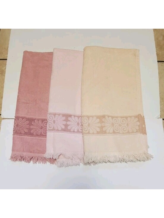 Cannon Other - Vintage Cannon Monticello Sculpted Bath Towels Fringe Lot Of 3 USA Made